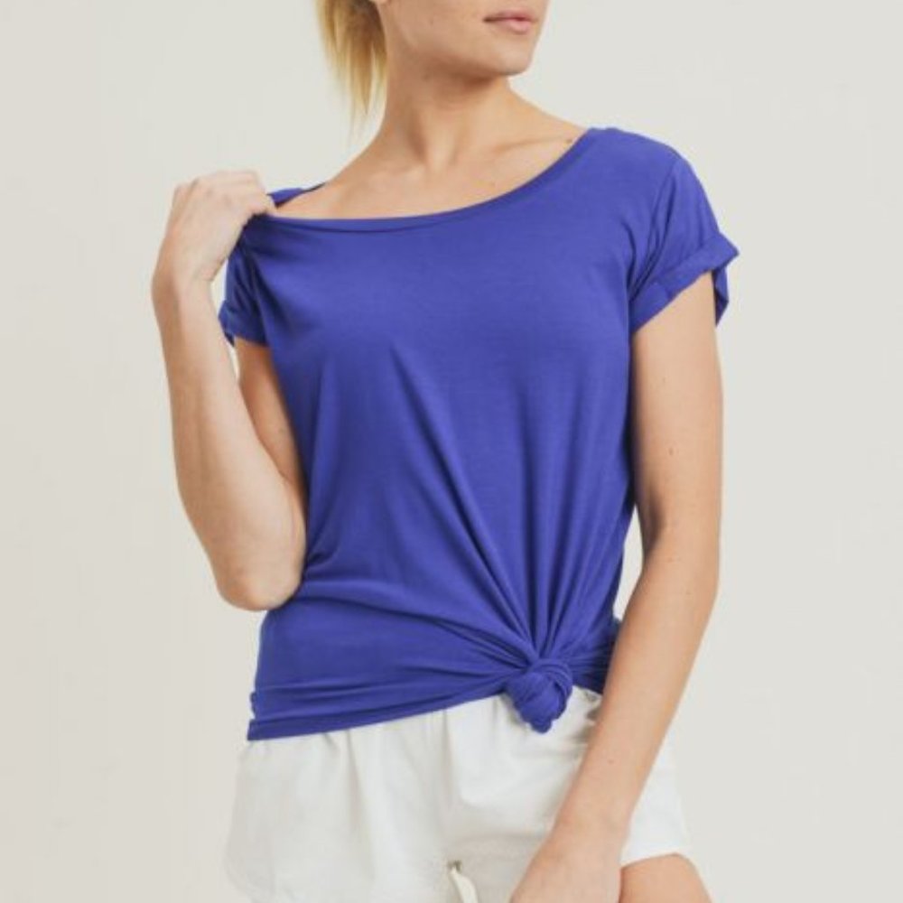 Round Neck Cap Sleeve Shirt